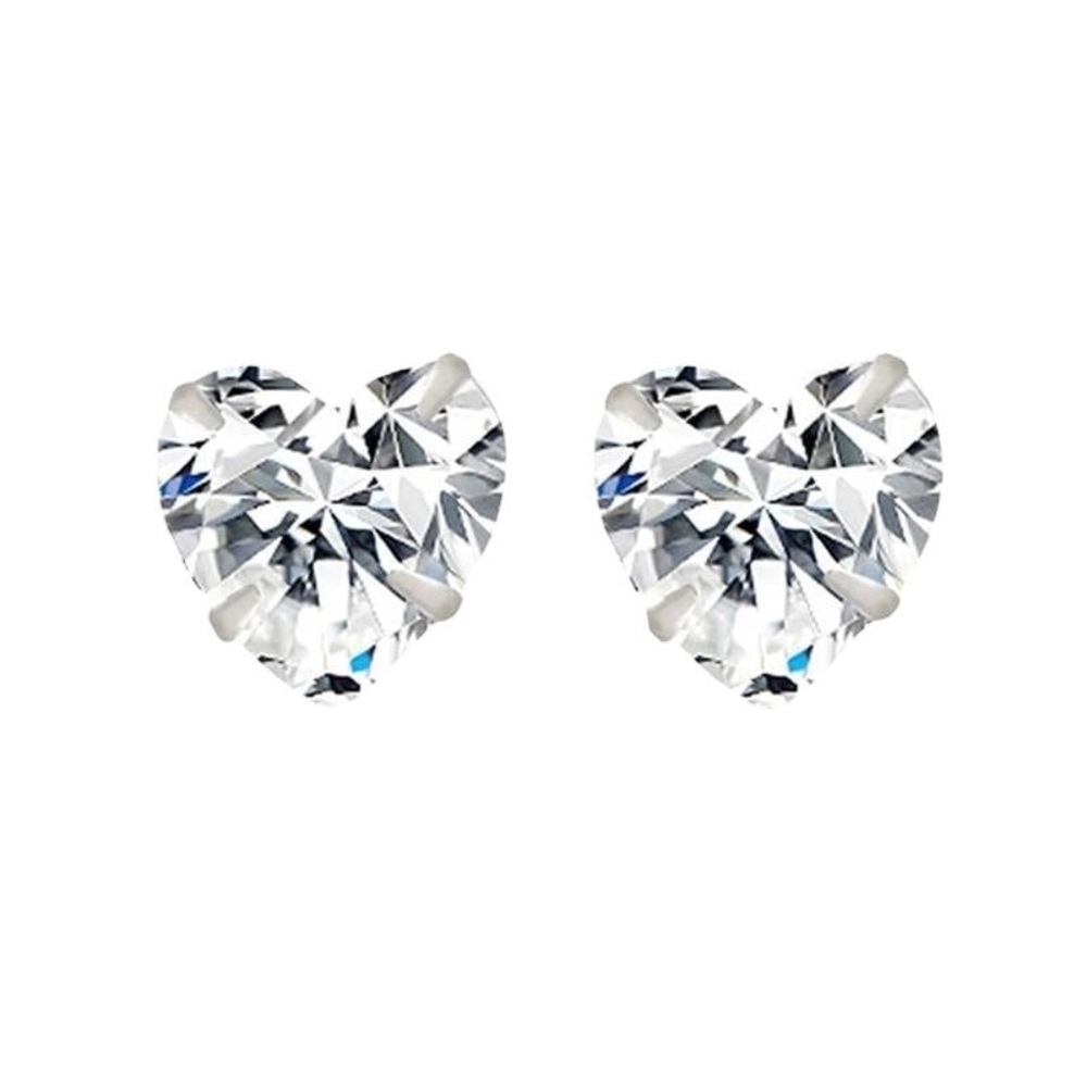 Heart-Shaped Silver Stud Earrings